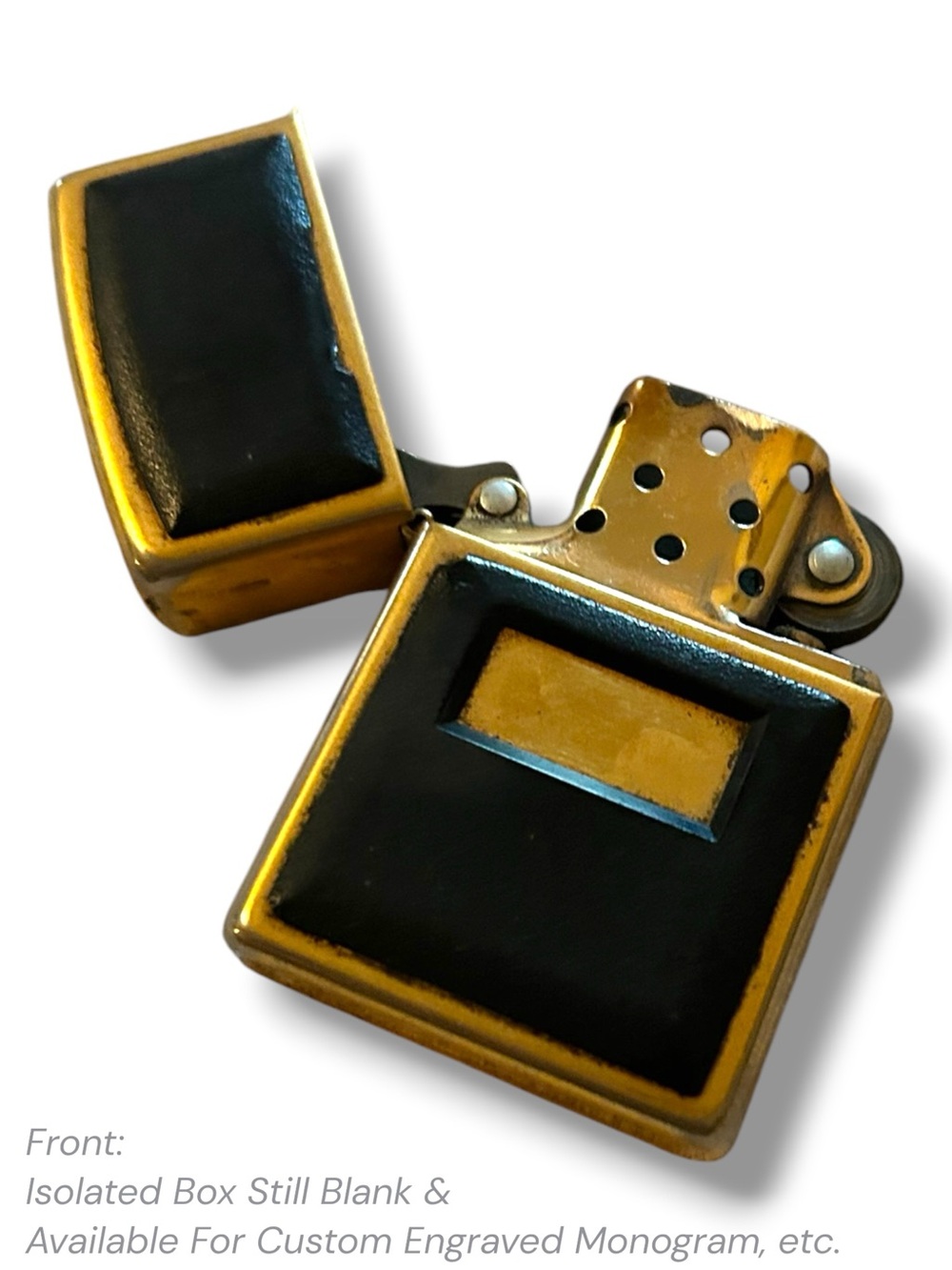 Vintage Zippo Brass & Black Refillable Windproof Lighter Rare Customizable USA